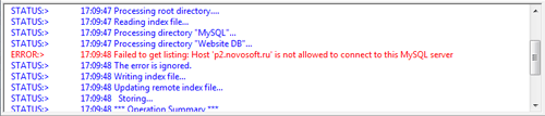 MySQL backup error in Handy Backup