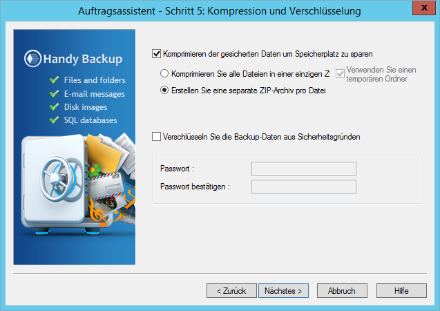Backup-Dateien mit Verschlüsselung
