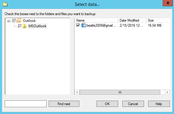 Select data Outlook