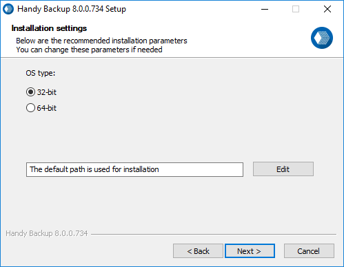 Installing a 32-bit Version Handy Backup