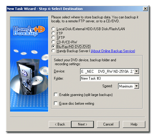 Selecting Blu-ray/HD DVD/DVD