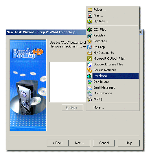Selecting Database plug-in