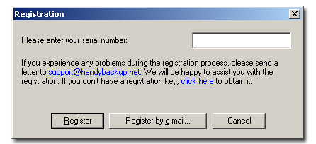Registration of Handy Backup