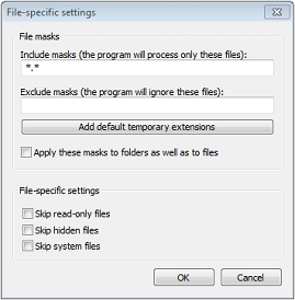 Select types of files to backup