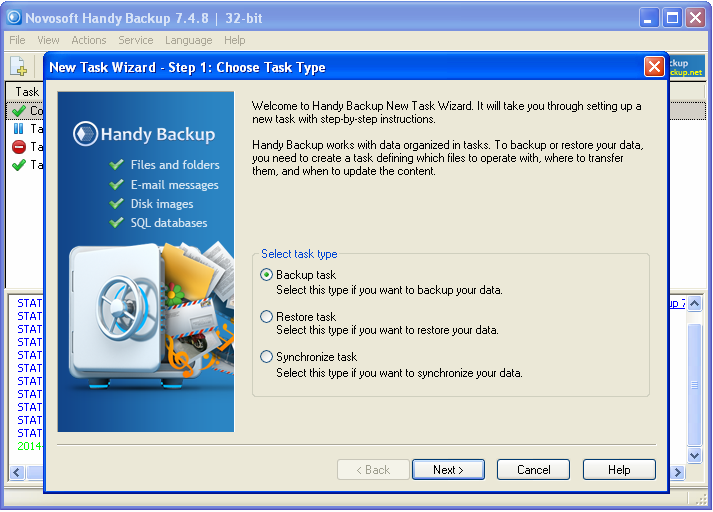 File, disk image and database backup software for Windows computers