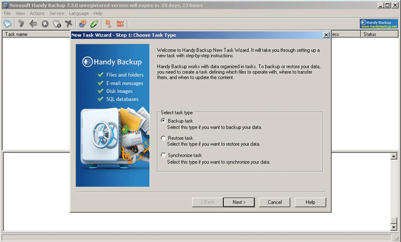 Handy Backup Home Standard Screenshot