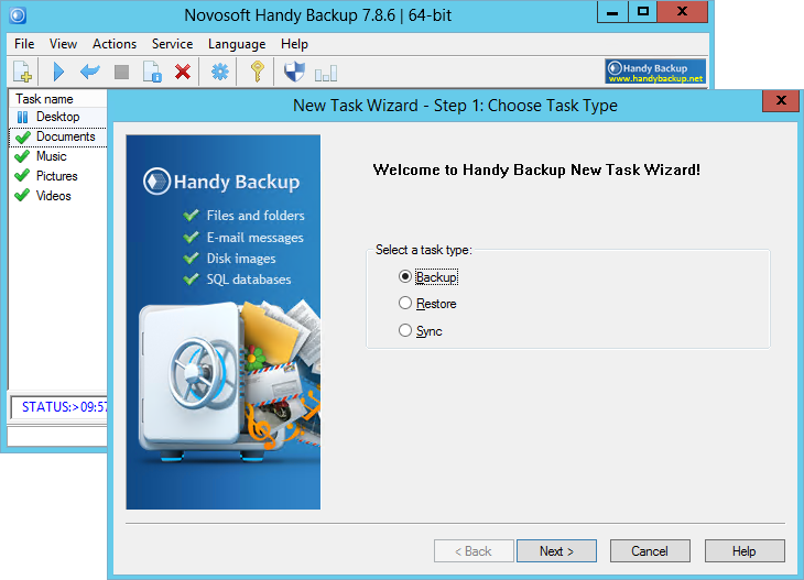 Click to view Handy Backup Home Standard 7.8.6 screenshot