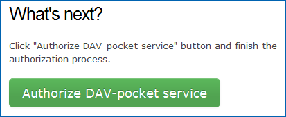 Authorizing DAV-pocket on Google