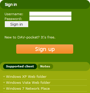 Signing up for DAV-pocket