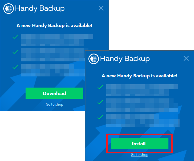 Autoupdate program Handy Backup 8