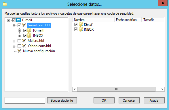 Seleccionar Datos en la Cuenta de Gmail