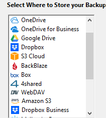 Backup to Cloud Screenshot