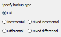 Selecting the type of Windows backup