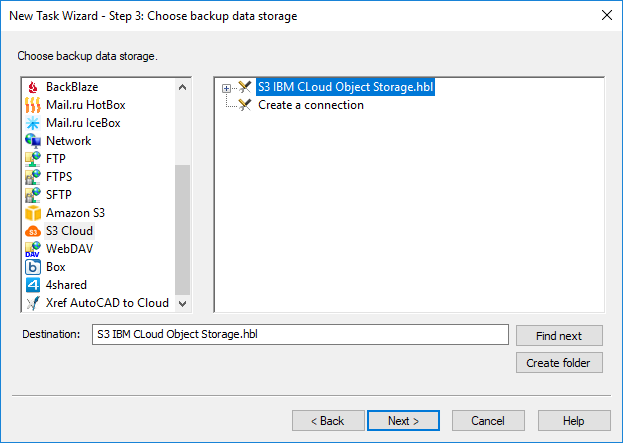 Creating a Configuration for IBM Cloud Automatic Backup