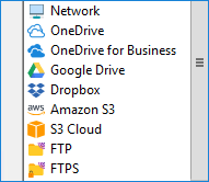 Store data to local and external drives, FTP/SFTP/FTPS and other locations
