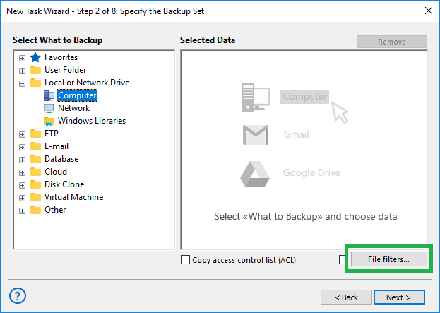 Setting File Filters