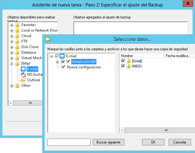 Backup del correo Gmail con Handy Backup