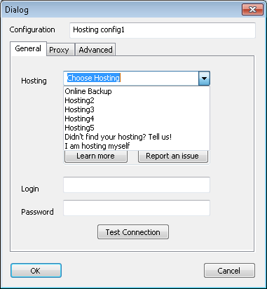 Handy Backup Hosting Config
