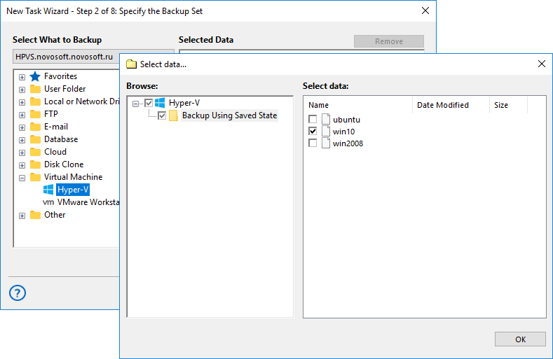 Hyper-V Backup with Handy Backup