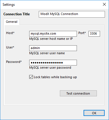 MODX Database Backup Settings