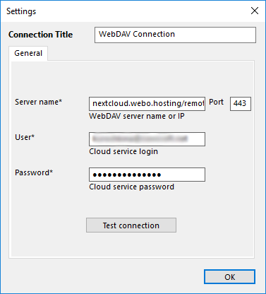 Nextcloud access to cloud via WebDAV for data backup