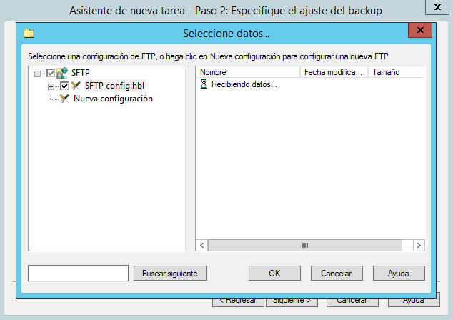 Compruebe los datos del sitio web de que desea hacer backup