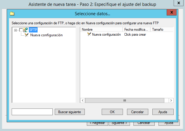 Nueva configuración SFTP