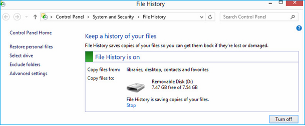 Windows 8 file history backup Windows 8 file history backup