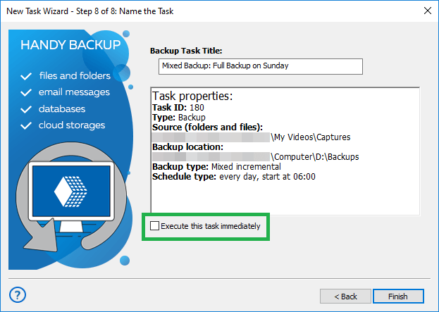 Creating a Mixed Backup task - full backup on Sundays