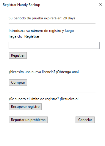 Ventana de registro