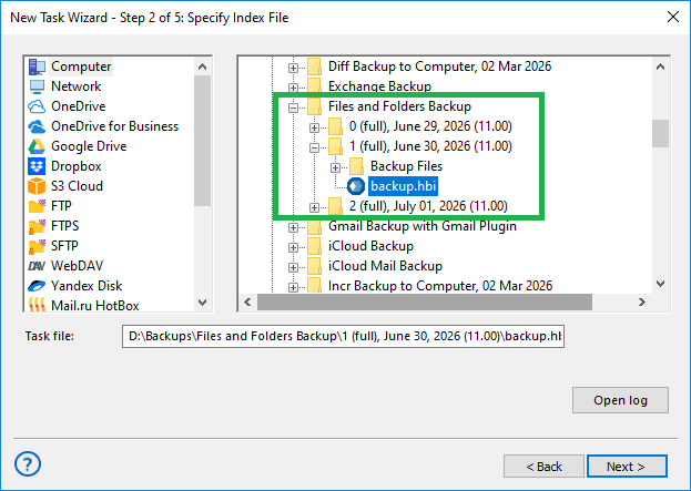 Restoring a backup to a specific date