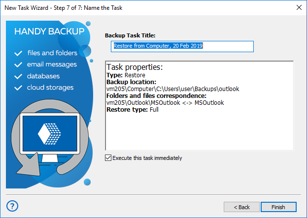 Step 7 - Setting Up the Name of the Recovery Task in Advanced Mode