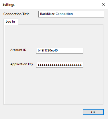Backblaze Configuration Settings