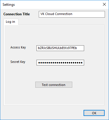 Connection for VK Cloud backup