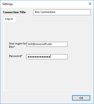 Configuration Box.com Account Email and Password