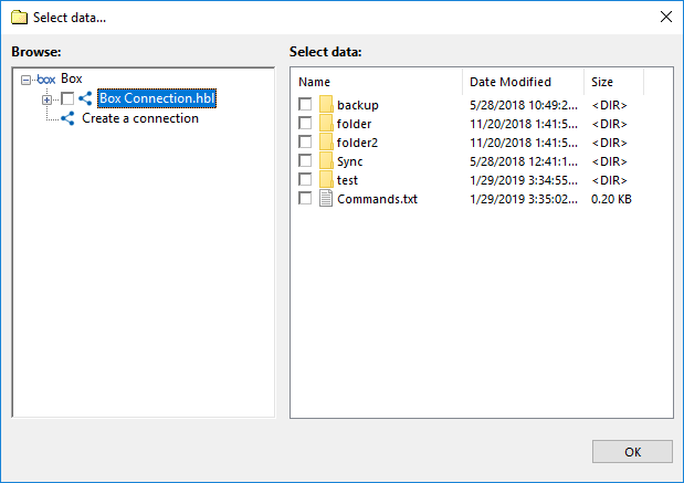 Select data you need to back up from your Box