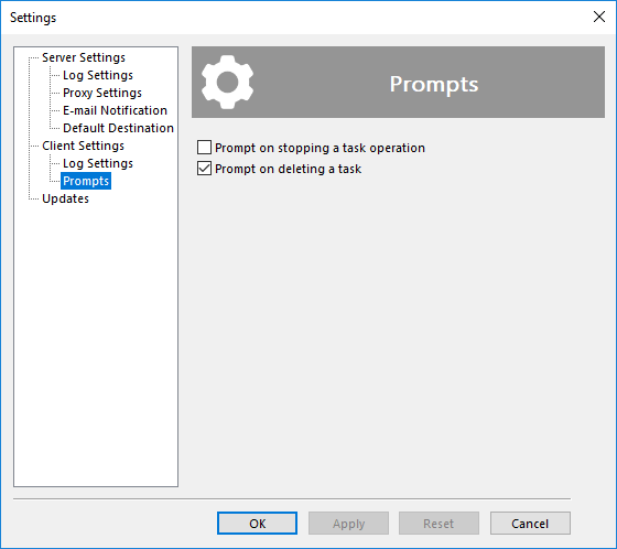 Prompts settings