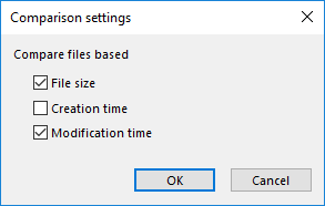 Changing comparison/overwriting settings