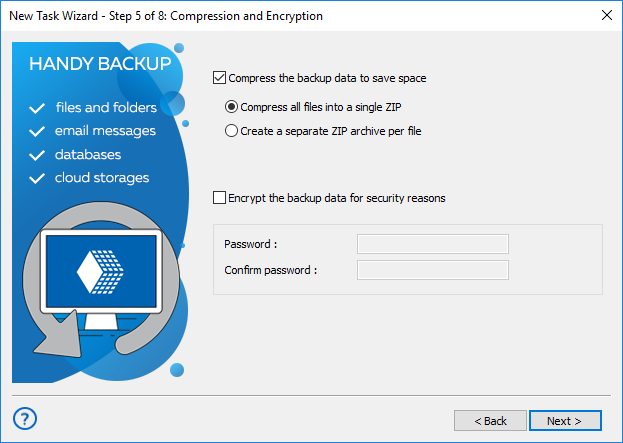 Compressing data into a single ZIP