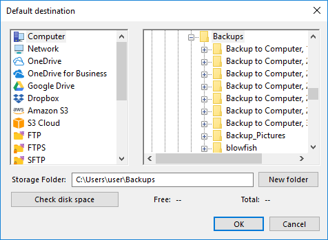 Selecting default destination