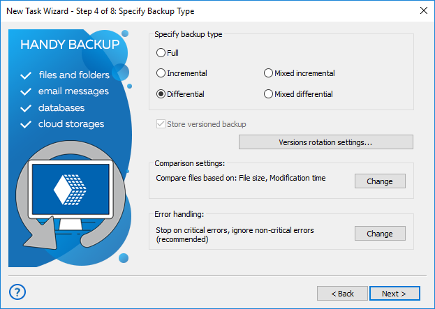 cPanel Differential Backup