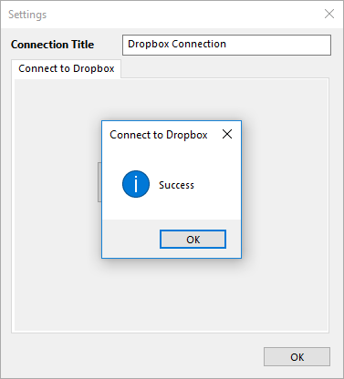 The program will test your established Dropbox connection