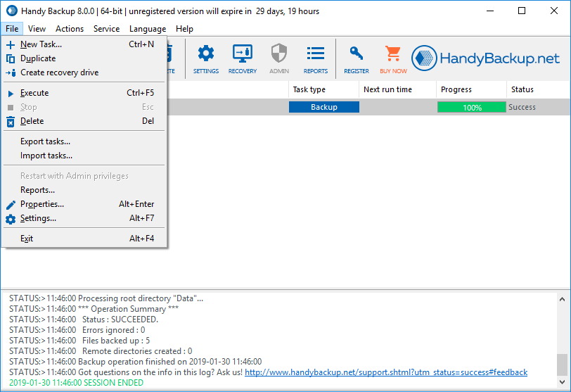 Exporting Tasks