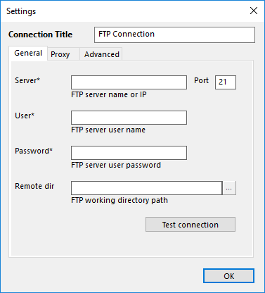 Configuration of the FTP plug-in