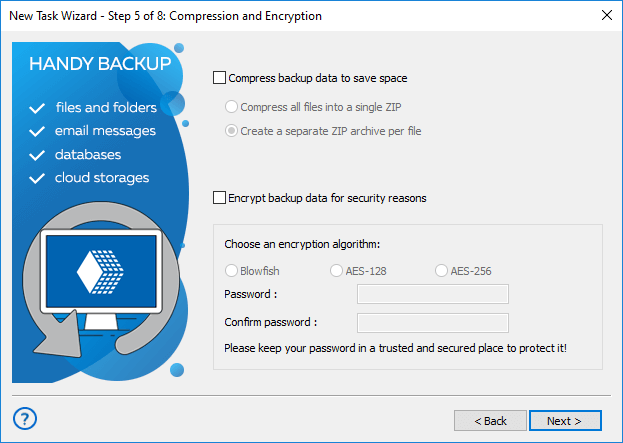 Enabling compression and encryption