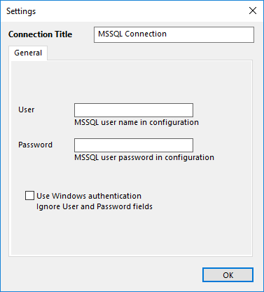 Create a connection of the MSSQL plug-in