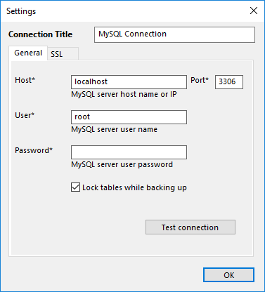 Creating a Configuration for MySQL Backup