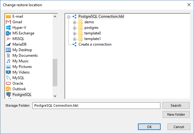 Changing PostgreSQL restore paths