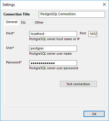 Configuring PostgreSQL plug-in