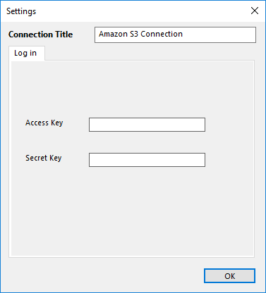 Connection and the parameters to access your Amazon S3 bucket